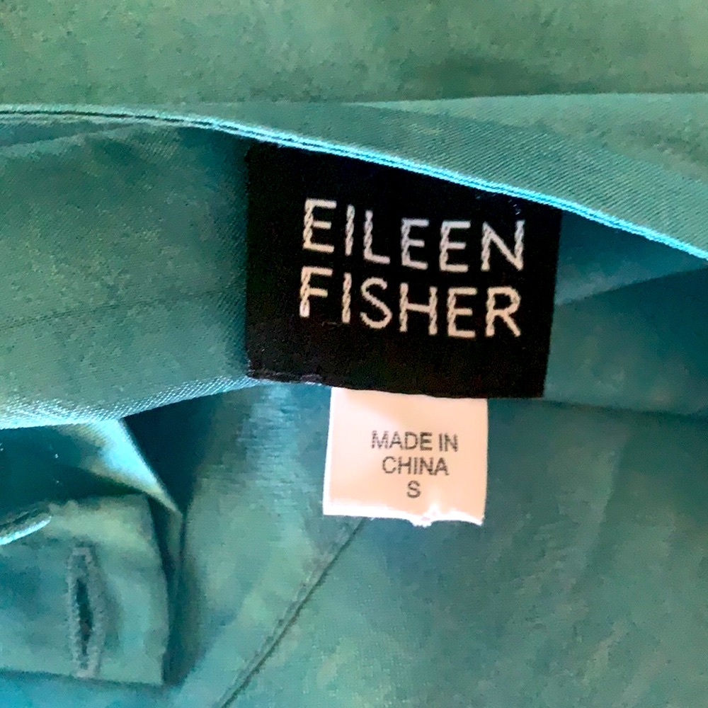 🆕 Eileen Fisher Aqua Silk Tunic Top S - Picture 5 of 7
